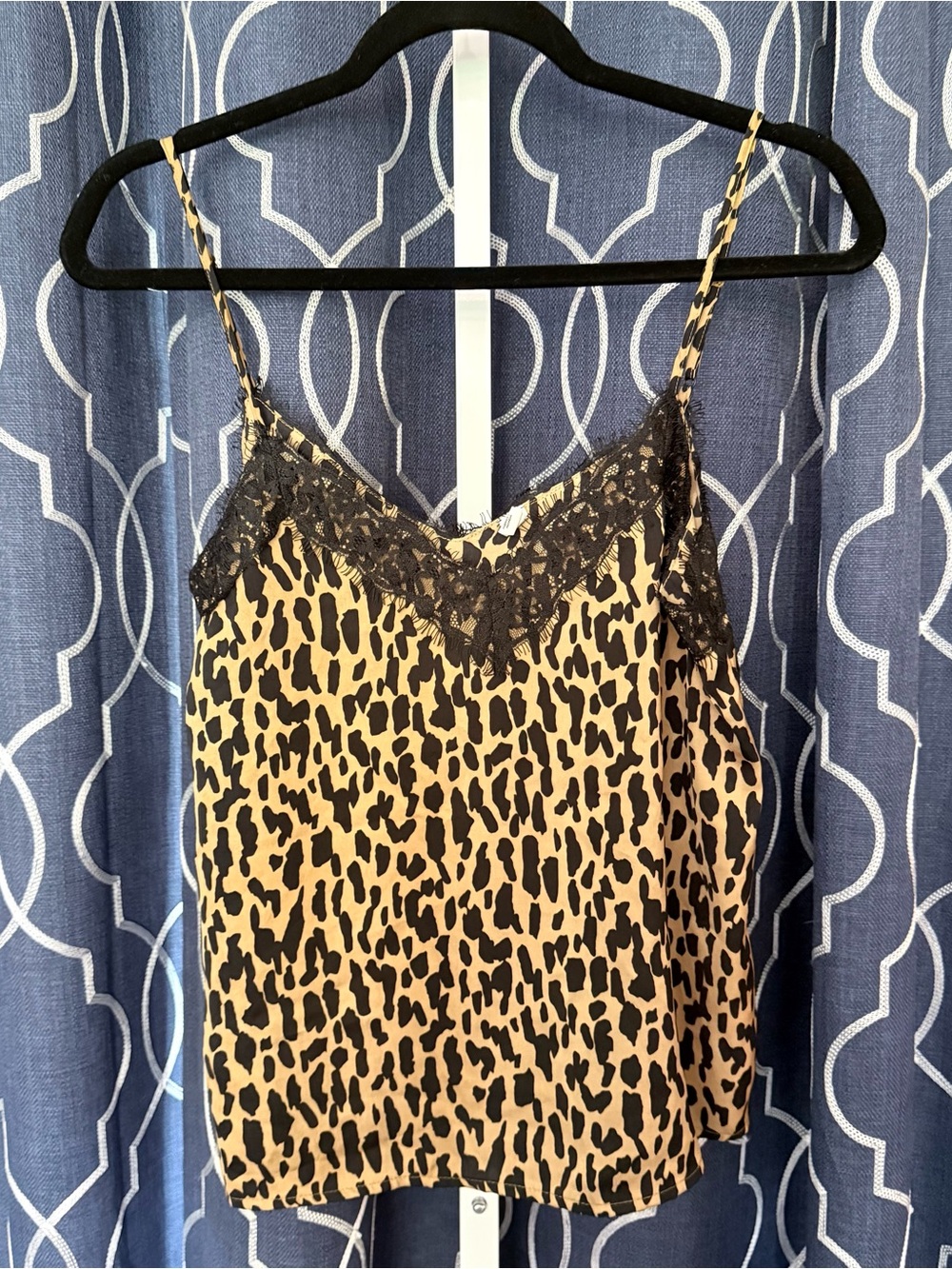 BP. Leopard Print Lace-Trim Cami Tank Top - Black & Tan Size XS C28